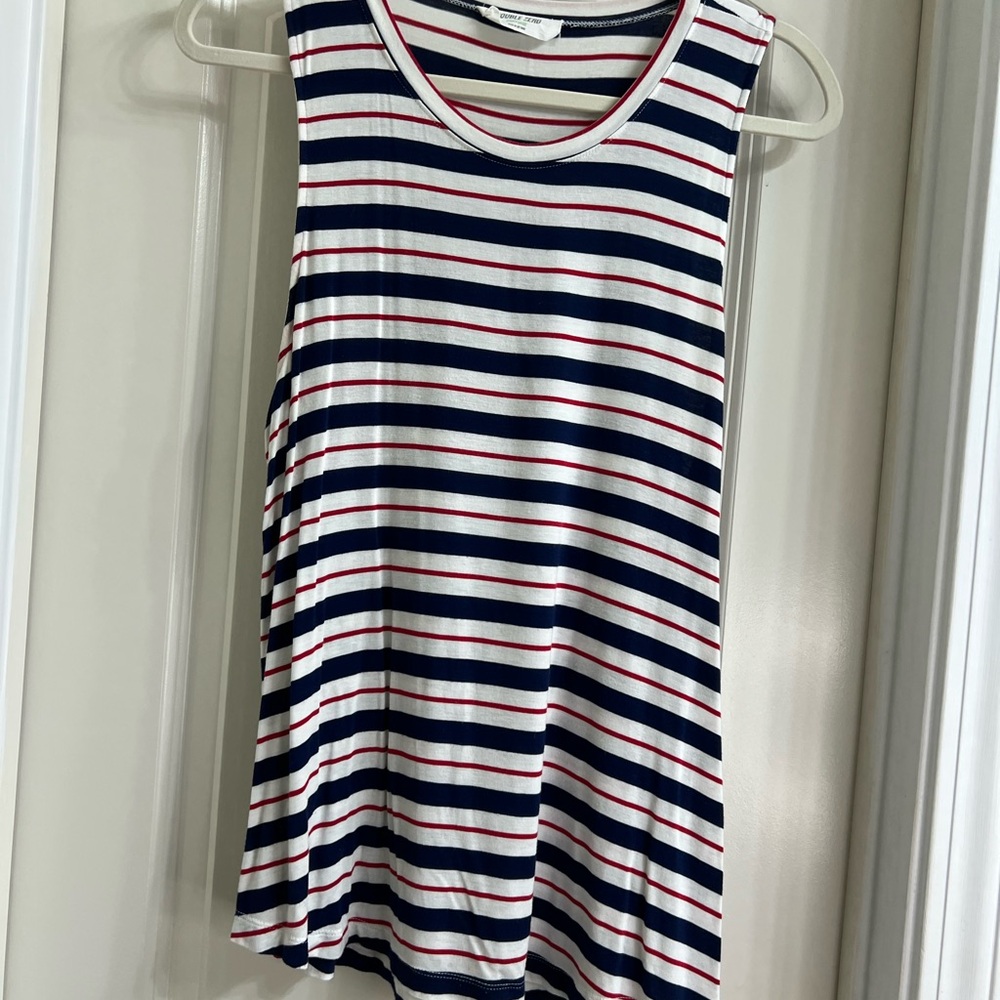 Double Zero Striped Tank Top - Navy, White, Red